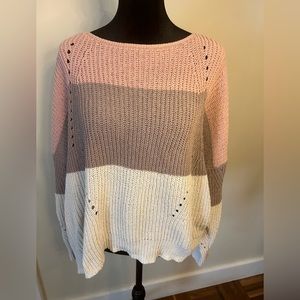 Stripped Pink brown and white XL knitted sweater